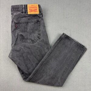 Levi's 505 Regular Fit Jeans Mens W38 L30 Black Wash Denim Pants
